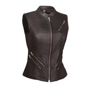 Premium Quality Winter Leather Vests for Men <b>Women</b> Triple Breasted Button Closure Moto & Biker Style OEM Exporters - Product Image 6