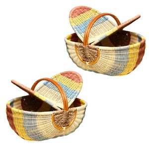 Customizable Natural RATTAN HARVEST <b>BASKET</b> PICNIC <b>BASKET</b> <b>with</b> <b>Handle</b> for Grocery Shopping and Picnic Use - Product Image 1