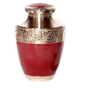 Urne funéraire en laiton poli gravé rouge pour cendres humaines adultes, style américain/européen - Product Image 1