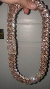 New Arrival Moissanite Silver <b>Iced</b> <b>Out</b> Cuban <b>Chain</b> Necklace Gold and Silver Finish Luxury Fashion Party Jewelry for Gift & Sale - Product Image 2