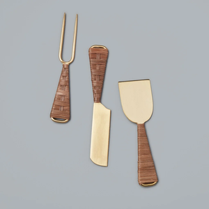 ชุดชีสหวายและสแตนเลส ผลิตขายส่ง ชุดอุปกรณ์ชีส 3 ชิ้น พร้อมด้ามจับหวาย - Product Image 3