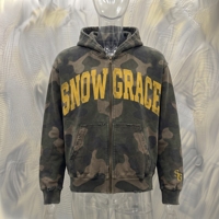 Sweat-shirt à capuche zippé camouflage SnowGrace pour homme, coupe décontractée, en molleton bouclette, avec poches, idéal pour l'automne