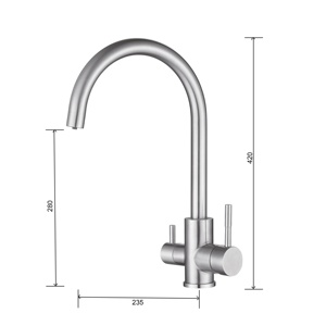 Grifo Mezclador de Cocina de Acero Inoxidable Cepillado Personalizado con Filtro WaterMark, Sin Plomo, de 3 Vías, Grifo de Acero Inoxidable 304 - Product Image 6