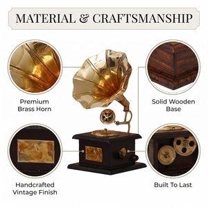 Gramófono de Latón Hecho a Mano Estilo Vintage, Adorno Decorativo Art Deco para Mesa, Pieza Coleccionable Musical de Estilo Antiguo para Hogar u Oficina, Regalo de Condolencias - Product Image 6