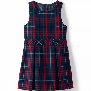 Girls Plaid Sleeveless School <b>Dress</b> Woven Fabric Red <b>Black</b> Checkered School Girl <b>Pinafore</b> <b>Dress</b> Uniform - Product Image 6