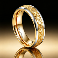 Bague en titane bicolore or et argent, texture martelée taillée au diamant, alliance de 5 mm pour femmes et hommes, bijoux en gros