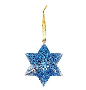 <b>Christmas</b> Hanging Metal Star Ornament Blue Glitter Decoration for <b>Tree</b> Home Party Holiday Decor Gift Piece Hanging Pendant - Product Image 6
