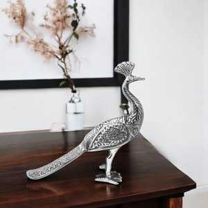 Jaffs Exports Handmade Aluminium Peacock Figurine Contemporary Animal Sculpture Modern Eco-Friendly Tabletop Decor for Living - Product Image 6