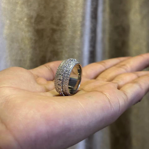 Luxury Moissanite Pave Band <b>Ring</b> for Women Iced Out Sparkling Wide <b>Statement</b> <b>Ring</b> Elegant Wedding Anniversary Gift Jewelry - Product Image 1