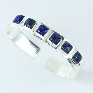 Wholesale 925 Sterling <b>Silver</b> Plated Natural Lapis Lazuli Cuff <b>Bracelet</b> Handmade Designer Gemstone Cuff <b>Bangle</b> Jewelry for Women - Product Image 1