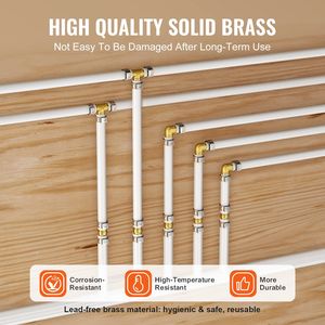 Raccordi per tubi in ottone da 1/2 pollice, 45 connettori a innesto rapido, include 15 raccordi dritti, 15 gomiti e 15 raccordi a T per sistemi pneumatici. - Product Image 3