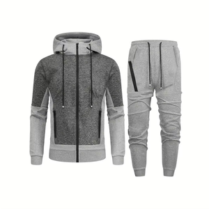 Conjunto Deportivo de 2 Piezas con Capucha, Bordado e Impreso, 100% Algodón, para Invierno, Elegante, Transpirable, Absorbente de Sudor, Cómodo para Uso Diario - Product Image 1