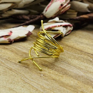 Hot Selling Gold Plated <b>Ring</b> Boho Brass Wire Band <b>Ring</b> For Women 18k Geometric Wrap Fine <b>Statement</b> Jewelry For Wholesale/OEM/ODM - Product Image 6