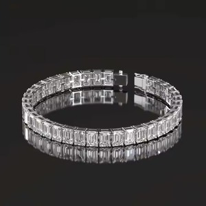 Sparkling Lab-Grown Diamond Bracelet High Quality 18K White Gold Non-Fade Hip Hop Jewelry for Men and Women - Product Image 5