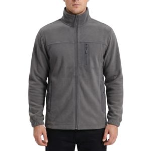 Flap Pockets Stand Collar Breathable Fleece <b>Jacket</b> For <b>Men</b> Peach Coral Full Zip Soft Touch Winter Polar Fleece <b>Jackets</b> - Product Image 4