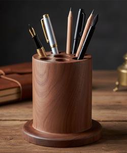 Porte-stylo en bois d'acacia gravé sur mesure, cadeau d'entreprise, accessoire de bureau, porte-stylo design - Product Image 5