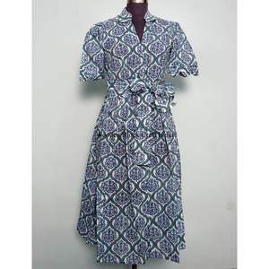 Women's Vintage A-Line Maxi Dresses Short Sleeve 100% Cotton Floral Print Eco-Friendly & Breathable Comfortable Summer <b>Wear</b> - Product Image 1