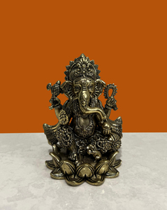 Nirmala Handicrafts Handcrafted Brass Ganesh <b>Statue</b> Wax Casting | Antique Finish Lord Ganesha Idol Rajasthan for Home Decor - Product Image 1