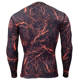 T-shirt de compression unisexe à manches longues, imprimé éclair, séchage rapide, coupe ajustée, sportif, col rond, manches longues, en polyester tricoté - Product Image 2
