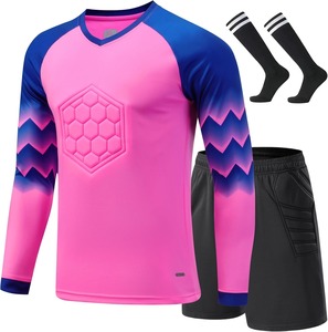 Ensemble de maillot de gardien de but de football pour homme, bleu, manches longues, avec short et chaussettes noirs, imprimé par sublimation, polyester, anti-transpiration - Product Image 3