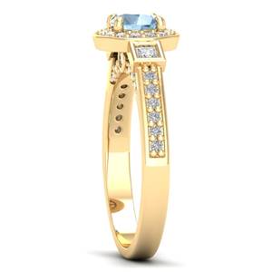 Anillo de Compromiso REYES Exclusivo de Plata de Ley 925 con Moissanita Certificada GRA, Corte Redondo, 0.5 Quilates, Gema de Aguamarina - Product Image 3