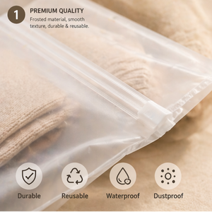 Reusable Frosted <b>Zip</b> <b>Lock</b> Clothing Packaging <b>Bags</b> Custom Logo EVA Plastic Zipper Storage Pouches for Apparel Garment Packaging - Product Image 2