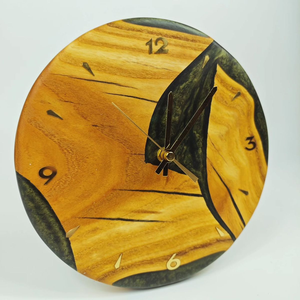 Horloge murale en bois époxy au design moderne et tendance, vente en gros, horloge en résine pour la maison, les hôtels et les restaurants, horloge murale ronde de couleur marron - Product Image 4