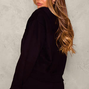 Ventes en gros de sweats à capuche surdimensionnés pour femmes personnalisés, broderie de logo personnalisée, sweat-shirt noir uni, sweats à capuche pour femmes OEM - Product Image 6