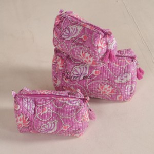 Assorted Floral Quilted Cosmetic Bag With Zipper Closure And Tassels <b>Medium</b> Size Portable Makeup <b>Case</b> - Product Image 4
