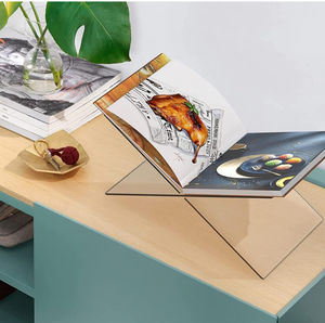 Présentoir élégant moderne en acrylique en forme de X pour livres, magazines et tablettes - Product Image 5