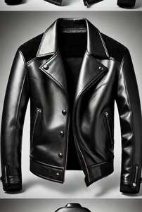 Chaqueta de Cuero Ecológica Premium con Cuello Alto para Hombre, Impermeable, Estilo Formal con Logotipo Frontal, Cuero Formal de Lujo - Product Image 3