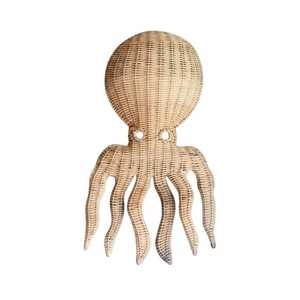 Escultura de pared de mimbre tejido con forma de pulpo para decoración infantil, arte de pared de criatura marina de mimbre tejido para habitación de niños, venta al por mayor - Product Image 2
