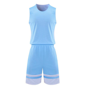 Conjunto de Uniforme de Baloncesto Sublimado Personalizado TriPro, Camiseta sin Mangas Azul Claro, Pantalones Cortos, 100% Poliéster, Malla Transpirable de Secado Rápido - Product Image 1