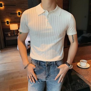 เสื้อโปโลผู้ชายแบบเรียบง่ายสไตล์ลำลองสำหรับขายส่ง คุณภาพสูง รับสั่งทำโลโก้ เสื้อยืดถัก ผ้าโพลีเอสเตอร์/คอตตอน สีพื้น - Product Image 6