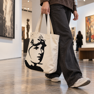 Printed Cotton <b>Canvas</b> <b>Tote</b> <b>Bag</b> with Rope Handles for Shopping | Reusable Natural Blank Shopping <b>Bag</b> with Printed Artwork Design - Product Image 3
