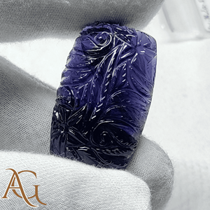 Iolita natural tallada en intaglio, piedra preciosa suelta, precio de fabricante al por mayor para la fabricación de joyas, azul violeta calibrado - Product Image 2