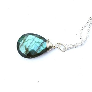 Labradorite Pendant Necklace Sterling Silver Flashy Gemstone Wire Wrapped Handmade Jewelry <b>Gift</b> <b>For</b> <b>Her</b> - Product Image 5
