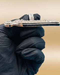 Colgante de Lujo Hip Hop Bust Down de Plata de Ley 925 con Moissanita para Hombre, Totalmente Personalizado con Letra y Nombre, Regalo de Cumpleaños - Product Image 4