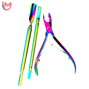 Best Quality Professional Steel <b>Manicure</b> Pedicure Set Customized Packing Rainbow Color Coated 4-in-1 Nail <b>Kit</b> OEM Wholesale - Product Image 1