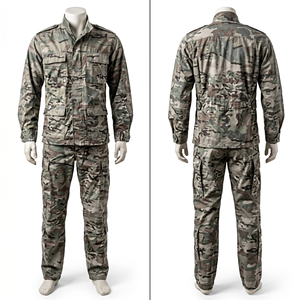 Ensemble uniforme tactique pour hommes en tissu Ripstop polyester-coton 245 GSM, kaki, avec coudes et genoux renforcés, broderie personnalisée - Product Image 3
