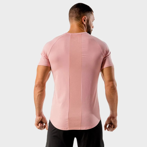 T-shirt ajusté pour homme en tissu extensible à manches courtes, silhouette athlétique, vêtement décontracté de fitness, personnalisable avec logo privé, vente en gros - Product Image 4