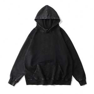 Men Acid Wash Hoodie Vintage Fade Pullover <b>Sweatshirt</b> with Washed Texture Adjustable Hood and Casual Street Fashion - Product Image 4