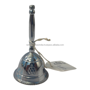 Campana de Mano de Latón Plateada con Diseño Floral, Campana Ritual Decorativa de Metal para Decoración del Hogar, Meditación, Yoga, Artículo de Regalo Espiritual - Product Image 3