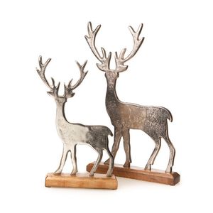 Sculpture de cerf en métal argenté moderne de qualité supérieure, faite à la main, avec base en bois, prix bas, décoration de table de Noël pour les occasions de mariage - Product Image 4
