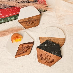 Natural Marble And Wood <b>Coaster</b> Set NEHA ENTERPRISES Decorative <b>Drink</b> <b>Coasters</b> for Home Restaurant Cafe - Product Image 4