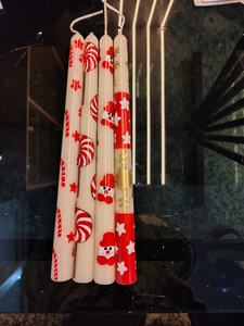 Ensemble de 4 bougies coniques de Noël en forme de canne à sucre, en cire de paraffine et de soja, parfum lavande, sans fumée, pour Noël, Pâques, hiver - Product Image 3