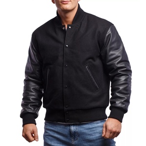 New Arrival 2026 High Quality Casual Usage Outdoor <b>Leather</b> Sleeves <b>Jacket</b> Durable Letterman Wool <b>Leather</b> Sleeve Varsity <b>Jacket</b> - Product Image 3