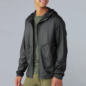 Manufacturer Custom High Quality waterproof Outwear Blue Gradient Hooded Nylon Hiking Zipper Windbreaker <b>Jacket</b> <b>Men</b> - Product Image 2