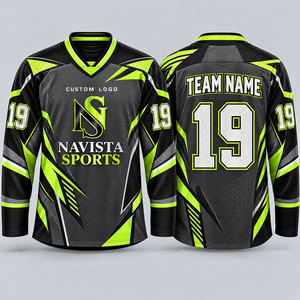 Maillot de hockey sur glace personnalisé de haute qualité avec logo, manches longues, col en V, séchage rapide, effet délavé, évacuation de l'humidité - Product Image 6