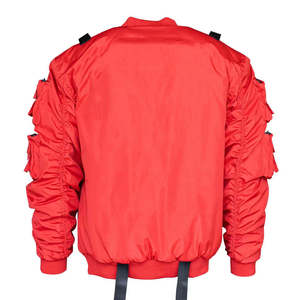 Men's Red Tactical Techwear <b>Jacket</b> Multi-Pocket Functional Streetwear Bomber Cyberpunk Hip Hop Utility Cargo Windbreaker Coat - Product Image 5